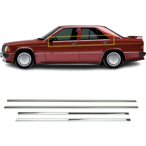 A&G Tuning Mercedes W201 E-190 Krom Cam Çıtası 1983-1993 4 Parça P.çelik