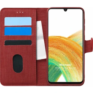 Samsung Galaxy A33 5g Kılıf Fabric Book Wallet Kırmızı