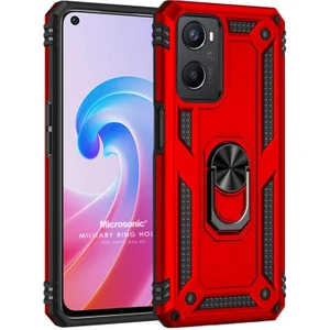 Oppo A96 Kılıf Military Ring Holder Kırmızı