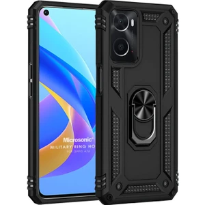 Oppo A76 Kılıf Military Ring Holder Siyah