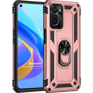 Oppo A76 Kılıf Military Ring Holder Rose Gold