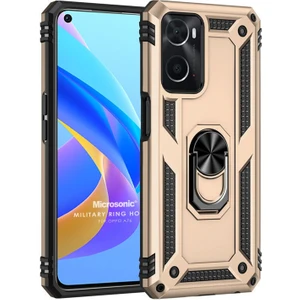 Oppo A76 Kılıf Military Ring Holder Gold