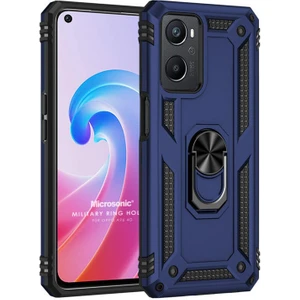 Oppo A96 Kılıf Military Ring Holder Lacivert