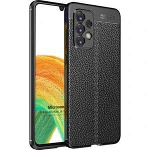 Samsung Galaxy A33 5g Kılıf Deri Dokulu Silikon Siyah