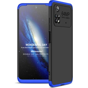 Xiaomi Poco M4 Pro 4g Kılıf Double Dip 360 Protective Siyah Mavi