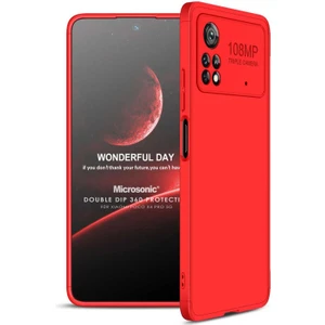 Xiaomi Poco X4 Pro 5g Kılıf Double Dip 360 Protective Kırmızı