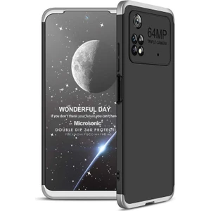 Xiaomi Poco M4 Pro 4g Kılıf Double Dip 360 Protective Siyah Gri