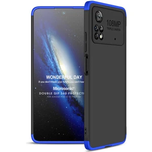 Xiaomi Poco X4 Pro 5g Kılıf Double Dip 360 Protective Siyah Mavi