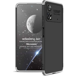 Xiaomi Poco X4 Pro 5g Kılıf Double Dip 360 Protective Siyah Gri