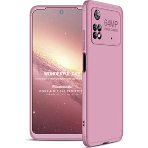 Xiaomi Poco M4 Pro 4g Kılıf Double Dip 360 Protective Rose Gold