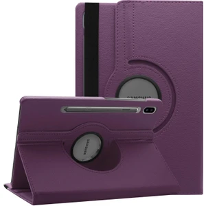 Samsung Galaxy Tab S8 Ultra X900 Kılıf 360 Rotating Stand Deri Mor