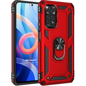 Xiaomi Redmi Note 11 Kılıf Military Ring Holder Kırmızı