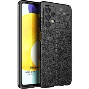 Samsung Galaxy A23 Kılıf Deri Dokulu Silikon Siyah