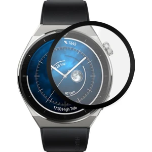 Huawei Watch Gt 3 Pro 46MM Titanyum Tam Kaplayan Temperli Cam Full Ekran Koruyucu Siyah