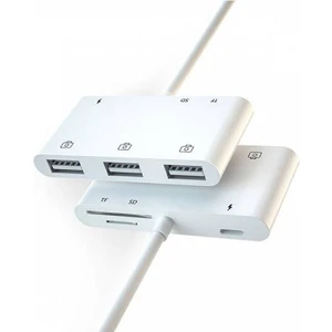 Apple iPad ve Iphone Iç in Lightn in g Tf sd Kart Okuyucu 3 USB Kamera Klavye ve Mouse Adaptör