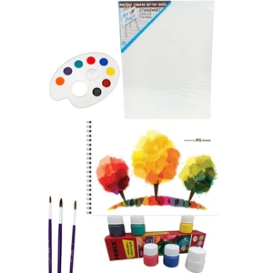 Resim Başlangıç Seti -Büyük Tuval, 35*50 cm Resim Defteri, Palet, Fırça-Boyama Sanat Seti 5li Büyük Resim Seti