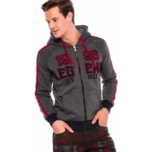 Cipo & Baxx CL357 Kolları Çizgili Antrasit Kışlık Kapşonlu Sweat