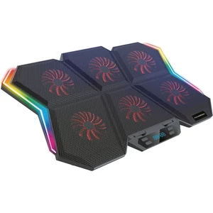 Ata Elektronik 7 Seviye Kademe Yükseklik Notebook Laptop Soğutucu Rgb Ledli Işıklı 6 Fan LED Ekran