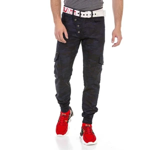 Cipo & Baxx CD690 Mavi Kamuflaj Lastik Paça Kargo Pantolon