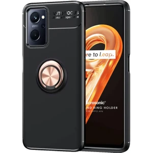 Oppo A96 4g Kılıf Kickstand Ring Holder Siyah Rose