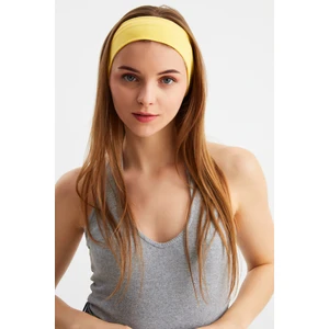 Sarı Kadın Pamuklu Penye, Kaymaz, Terletmez, Ultra Hafif, Spor Saç Bandı Bandana