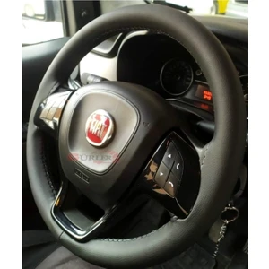 Fiat Fiorino 2015-2021 Dikmeli Direksiyon Kılıfı Soft Siyah ( 10×38CM )