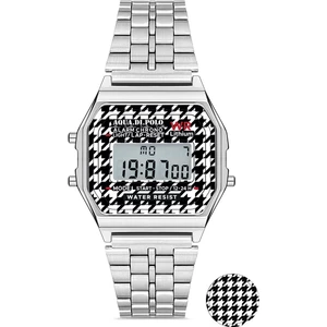 Aqua Di Polo 1987 Unisex Gümüş Metal Kordonlu Ekose Dijital Retro Saat APWA064800