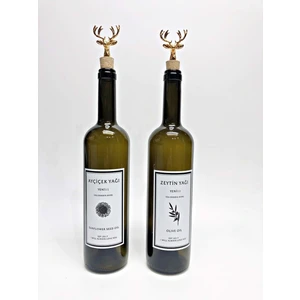 2 Adet Geyik Mantar Tıpalı 750 ml Cam Yağlık