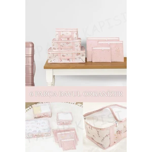 Pazar Kapısı Baby Lüks 6'lı Bavul Organizer Seyahat Çantası Pembe