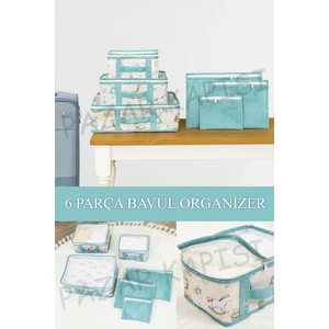Pazar Kapısı Baby Lüks 6'lı Bavul Organizer Seyahat Çantası Mavi