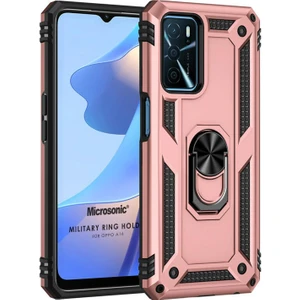 Oppo A16 Kılıf Military Ring Holder Rose Gold