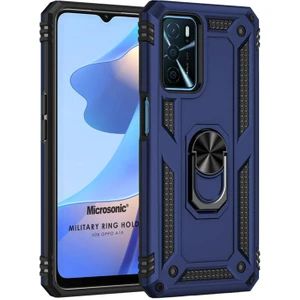 Oppo A16 Kılıf Military Ring Holder Lacivert