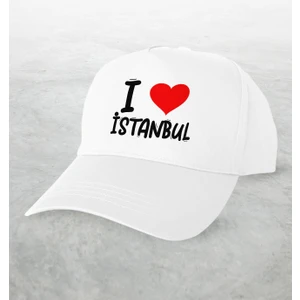 Bk Gift I Love Istanbul Tasarımlı Beyaz Şapka - Model 1