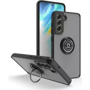 M.TK Moveteck Samsung Galaxy S21 Fe Kılıf Kamera Lens Korumalı Yüzüklü Standlı Renkli Tuşlu Tam Koruyucu Silikon Kapak