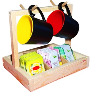 Barış Dizayn Doğal Ahşap Poşet Çay Standlı Kupa ve Bardak Askılığı