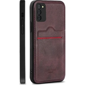 Piyasa Sepeti Samsung Galaxy A13 Kartlıklı  Lüx Deri Kılıf Koyu Kırmızı