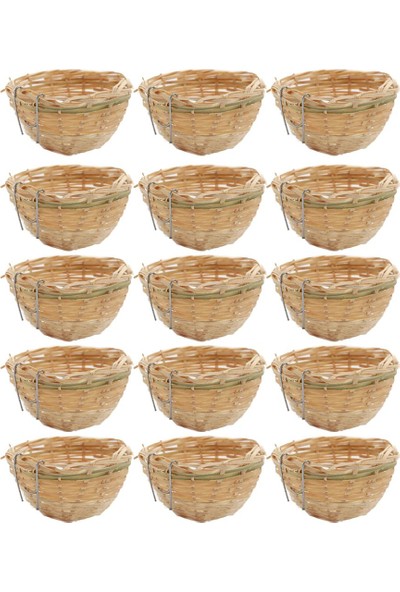 Royal Love 15'lü Bambu Dokuma Küçük Kuş Yuvası Asuk Kafes Çıkma Finch Parrot Canary 10X6CM (Yurt Dışından)