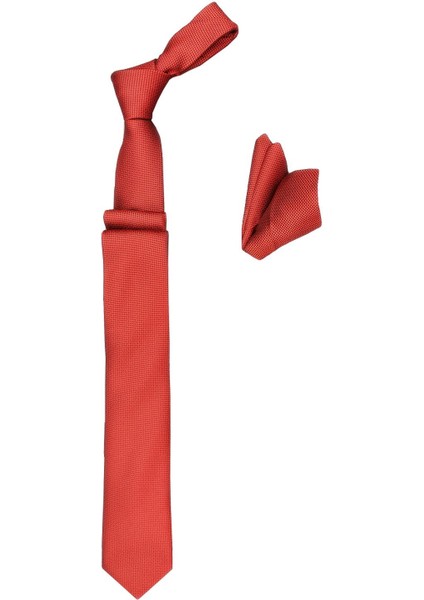 Armürlü Mendilli Mikrofiber Erkek Kravat Aksesuar