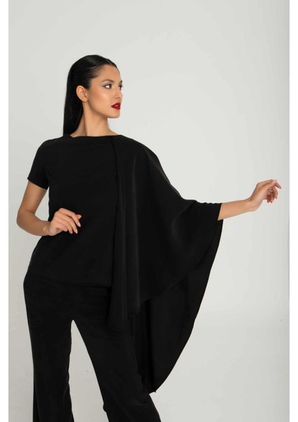 Özel Tasarım Şal Omuzlu Özel Kumaşlı Kısa Kol Kadın Bluz ROYAL01 fırsatları