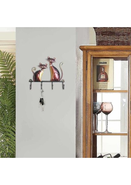 Kedi Heykel Kanca Anahtar Tutucu Kedi Duvar Dekoratif Askı Kanca Duvar Montaj Sanat