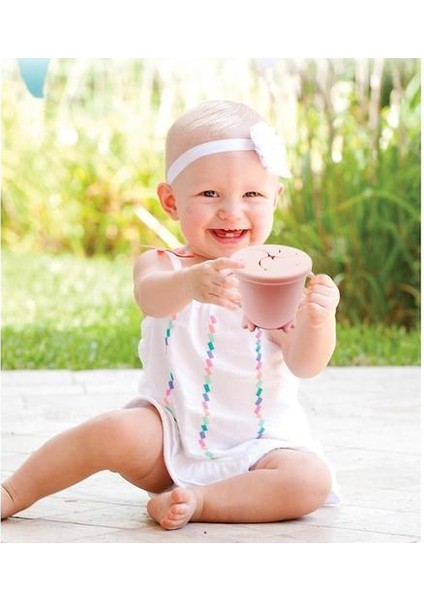 Yeni Renkler Bebek Silikon Snack Kupası Toddle Taşınabilir Gıda Saklama Kutusu Taşınabilir Aperatifler Konteyner Silikon Yumuşak Kapak (Meyve Yeşil) (Yurt Dışından)