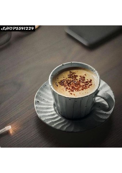 Stoneware Kupa Japon Sanat Seramik Retro Dikey Çizgili Kahve Fincanı Saplı Basit Ev Ofis Öğleden Sonra Çay Çay Kupası | Kupalar modelleri