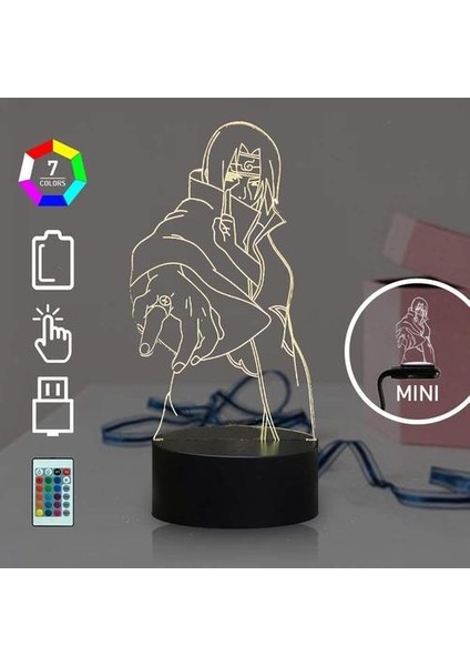 Naruto LED Gece Lambası Itachi Karikatür Gece Lambası Çocuklar Bebek Uchiha Sasuke Kakashi Şekil Karikatür Işık 16 Renkler Masa Lambası Dokunmatik Uzaktan Devam