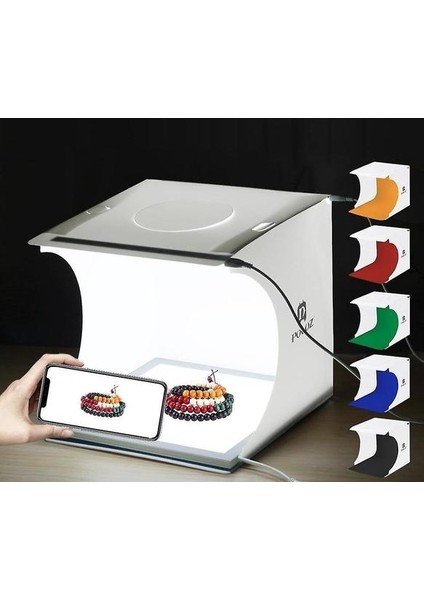 8.7 Inç Taşınabilir Işık Kutusu Fotoğraf Stüdyosu Yumuşak Kutu (Yuvarlak LED Panel)