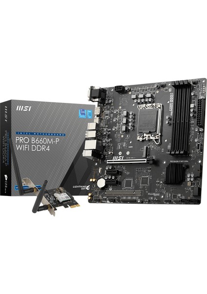 MB Pro B660M-P Wıfı Ddr4 Soket 1700 Ddr4 4600(OC) Pcı-E Gen 4 ,hdmı VGA Dp M.2 Usb3.2 Matx