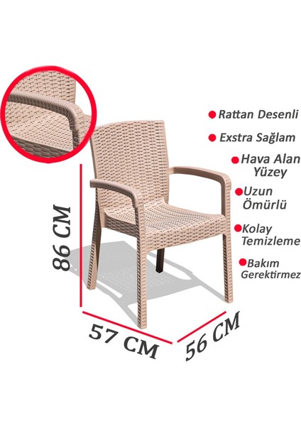 Çavdar Group Violet Trend Lüx Rattan Desen Bahçe Koltuğu Balkon Bahçe Teras Sandalye 6 Adet