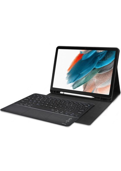 Samsung Galaxy Tab A8 SM-X200 10.5 (2021) Bluetooth Klavye + Touchpad Kalem Koymalı Standlı Kılıf - Bkk3