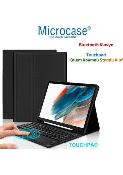 Samsung Galaxy Tab A8 SM-X200 10.5 (2021) Bluetooth Klavye + Touchpad Kalem Koymalı Standlı Kılıf - Bkk3