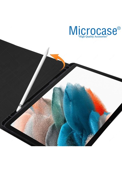 Samsung Galaxy Tab A8 SM-X200 10.5 (2021) Bluetooth Klavye + Touchpad Kalem Koymalı Standlı Kılıf - Bkk3