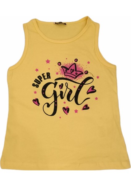 Kız Çocuk Girl Yazı Desenli Askılı Tişört
